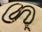 Holz Mala-Kette mit Anhänger "Dorje" | 108+1 Perlen, schwarz